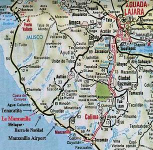 Map of the state of Colima